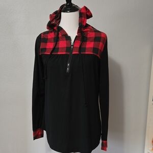 Red and Black Plaid Long Sleeve Shirt Large